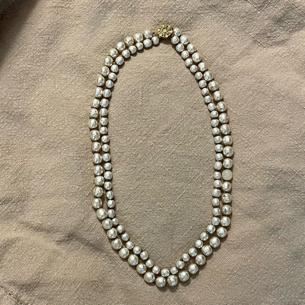 Miriam Haskell Baroque Glass Pearl Necklace